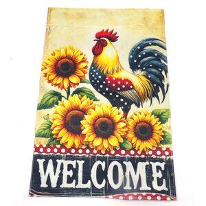 Welcome Garden Flag with Rooster and Sun Flowers 12X18 New